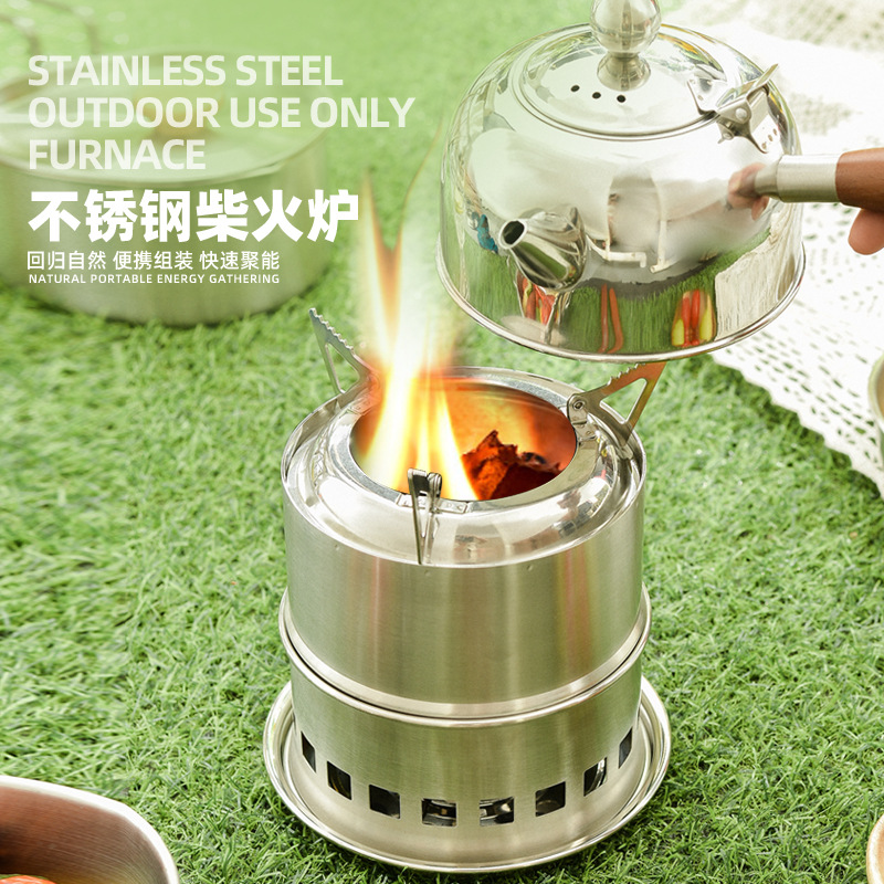 Estufa de agua al aire libre estufa de leña al aire libre portátil nueva fabricación de té estufa de picnic camping cocina conjunto completo