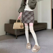 格子毛呢半身裙女秋冬季复古格纹裙高腰显瘦a字裙子呢子包臀短裙