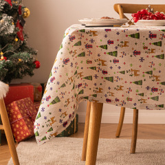 新商品のクリスマスのプリントのテーブルクロス新年のクリスマスの装飾のプレゼントは綿の麻の食卓の布の芸をまねて背景の布を撮影します。