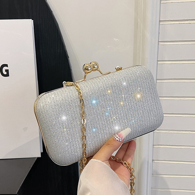 Dinner bag women 2023 new pattern summer Banquet packages chain Clip package One shoulder Inclined shoulder bag A small minority design bags