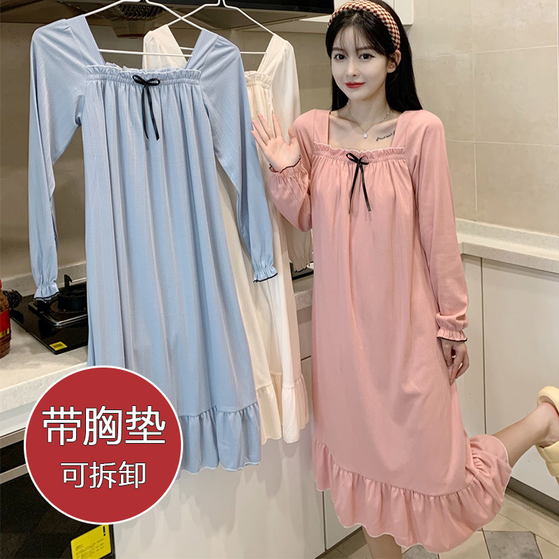 2024 pijamas de otoño niñas pijamas dulces y gordas mm aumentan 220 kg con cojín de pecho desmontable ropa para el hogar