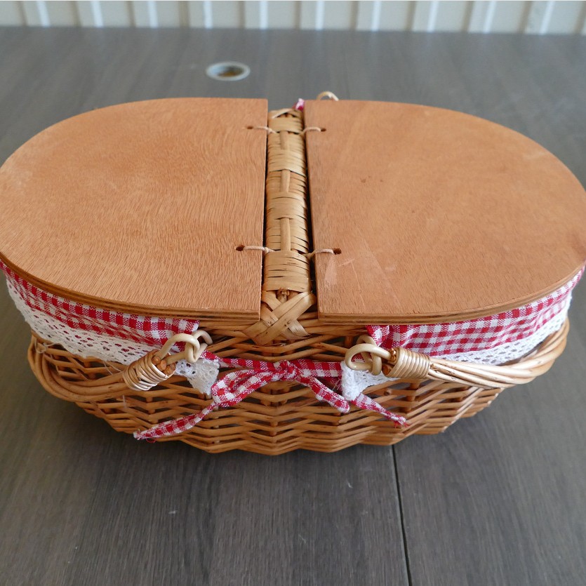 Canasta de picnic de mimbre Canasta tejida a mano Canasta de frutas con manija móvil Canasta de almacenamiento de regalo de mano Canasta de huevo de ratán