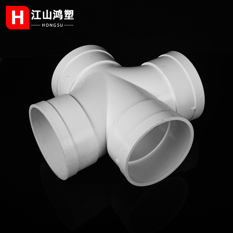 PVC de cuatro vías de igual diámetro plano de cuatro vías de reducción cruzada de cuatro vías downcomer descarga de aguas residuales adhesivo accesorios conjuntos
