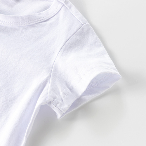 新款纯色空白短袖儿童T恤夏季薄款纯棉儿童打底衫外贸童装货源