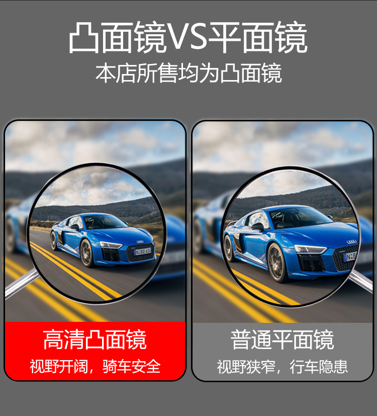 Motorcycle Suitable for Prince Gn125 Rearview Mirror 10mm Electroplated Reflector Electric Tricycle Modified Reversing Mirror