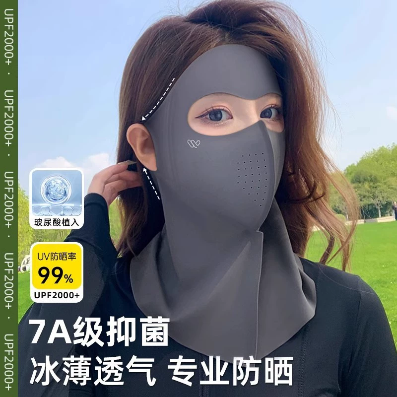 Солнцезащитная маска на все лицо, женская маска для лица с защитой от УФ-лучей, летняя солнцезащитная маска из ледяного шелка, защита шеи, дышащий ледяной шелк
