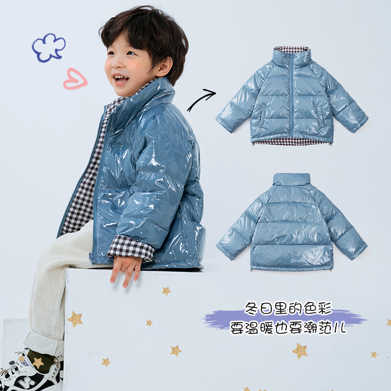 Otoño e invierno nuevos hombres y ropa de mujer niños medianos y grandes niños collar de pie chaqueta de doble cara sin lavado al por mayor