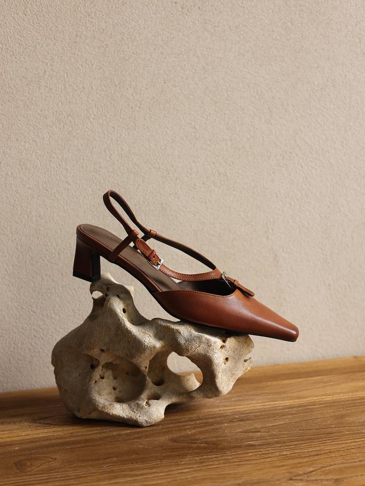 CHIKO Edithe Pointy Toe Block Heels T-Strap Shoes