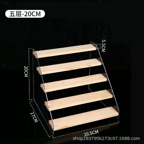 Display Stand Acrylic & Wood Ladder, Multi-Tier Doll Minifigure Rack, 20–50 cm Options