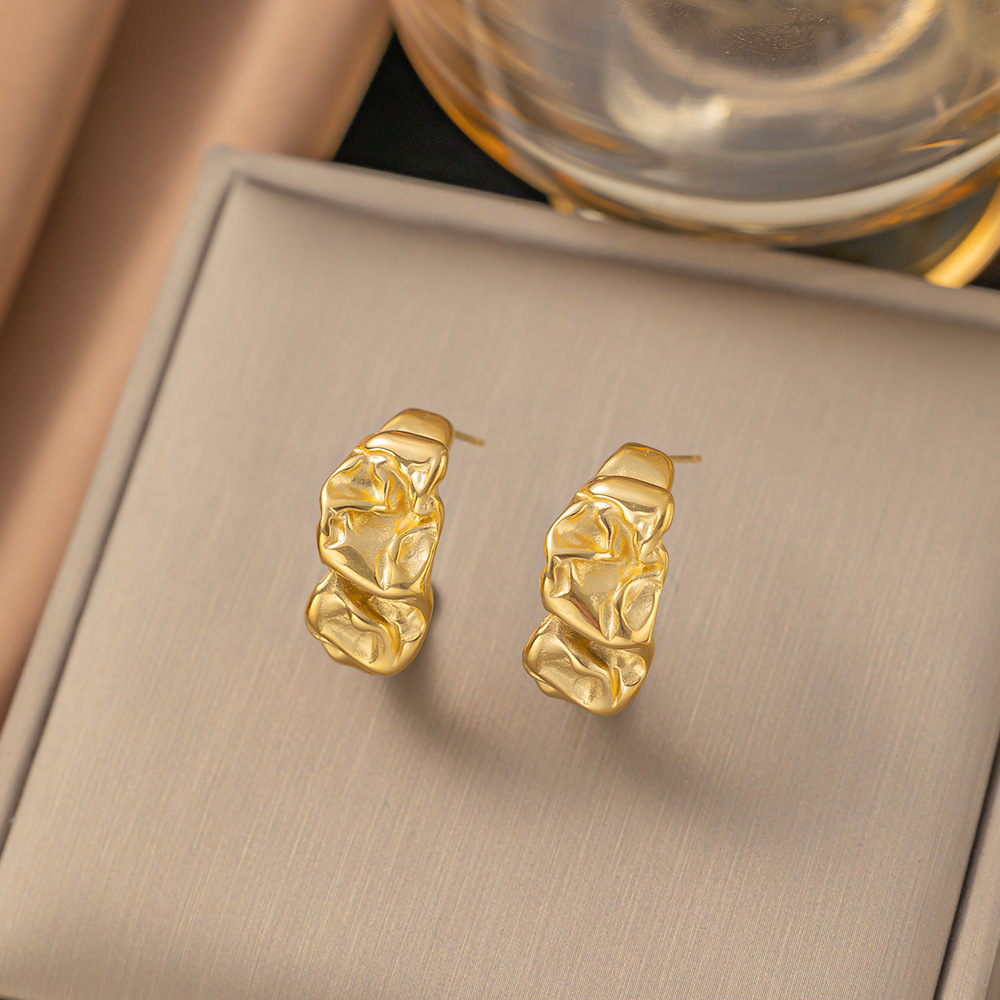Holiday, Daily Occasion PVD Coated Real Gold Plated Solid Color Titanium Steel Simple Style Waterproof Non Tarnish Ear Studs