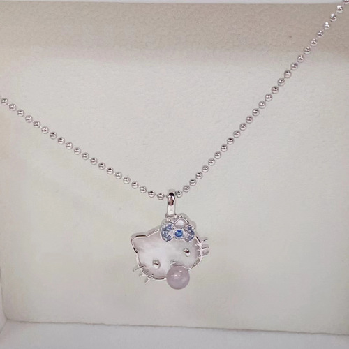 HelloKitty bubble gum necklace for women, light luxury niche Hello Kitty clavicle chain as a birthday gift for best friend and girlfriend