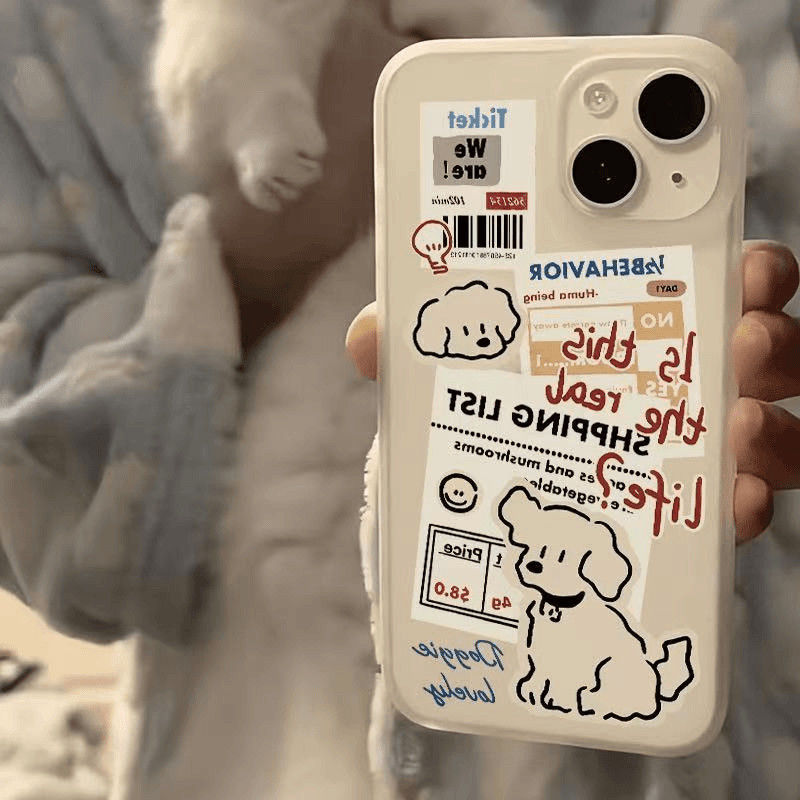 Lista de compras para perros para Apple 16PROMAX funda para teléfono móvil 15 funda blanda 14PLUS dibujos animados 13 agujero grande 12/X image 2