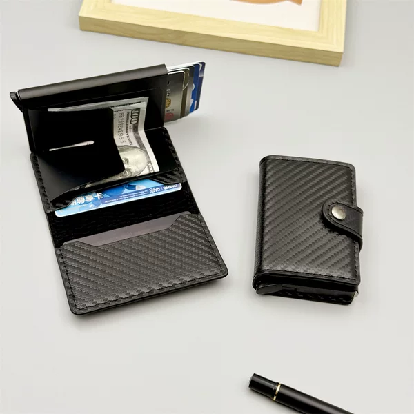 Cross-Border Amazon Popular Card Holder Anti-Theft Rfid Multi-Functional Large-Capacity Metal Card Box Automatic Card Wallet