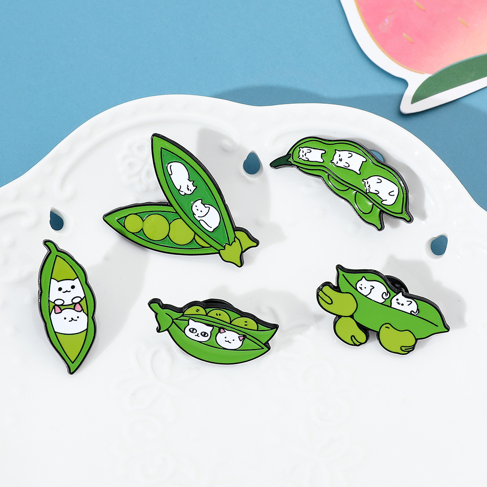 6g Weight Brooches Classification Casual, Daily Occasion Alloy Material Cat, Pea Pattern Unisex Gender Enamel Design Cute Style Cute Pin Cat Pea Alloy Enamel Unisex Brooches 17