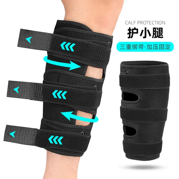 Adjustable Calf Support Sleeve Calf Compression Sleeve with Six Buckle Pressure Strips Wrapped Around the Calf