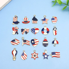 跨境热销 滴油KC金美国国旗帽子五角星热气球吊坠DIY创意饰品配件