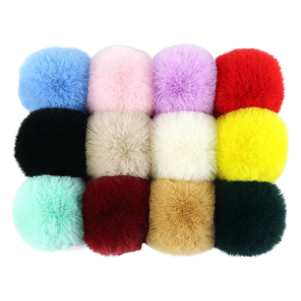 Оптовая продажа готовых помпонов из меха кролика рекс, цветные аксессуары для самостоятельного изготовления, брелоки, украшения, подвески для одежды, обуви, головных уборов, плюшевые помпоны