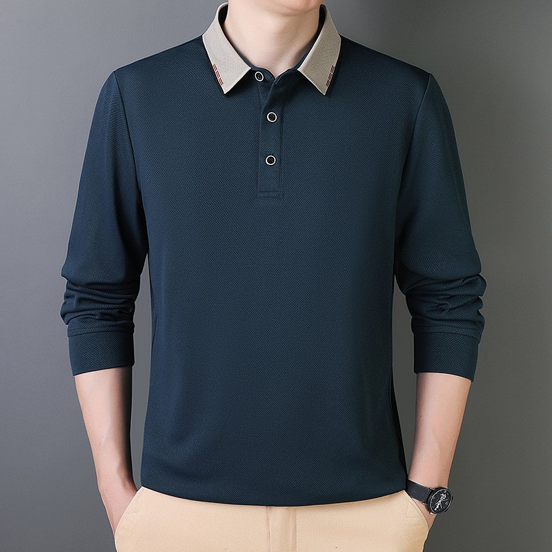 5XL - 9XL primavera y otoño hombre camiseta polo de manga larga papá más camiseta de tapa grande hombre camiseta casual universal