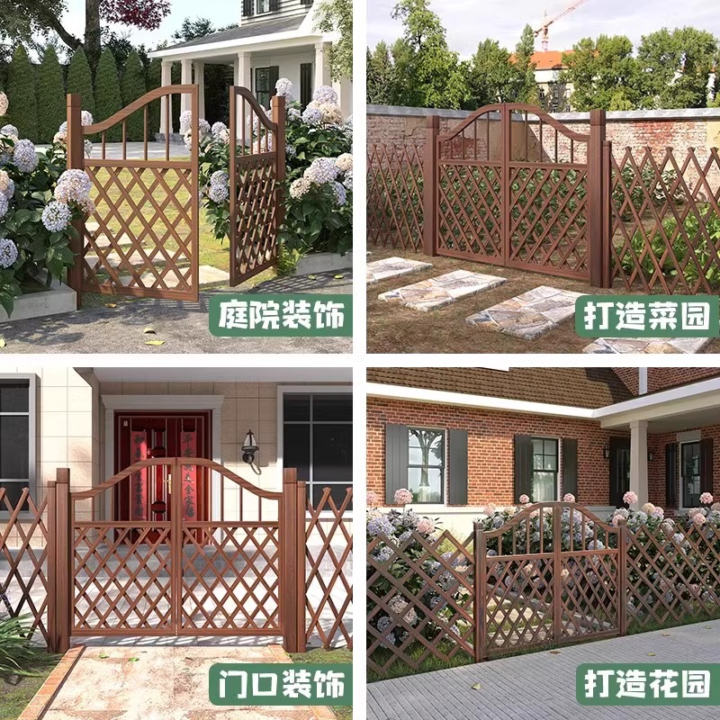 Marco de enredadera al aire libre Cercas de jardín de madera anticorrosiva Cercas de madera Rejilla de patio Puerta de cerca Puerta de jardín Barandilla de madera carbonizada