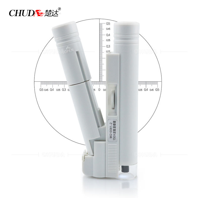 楚达 150倍管式带刻度袖珍型手机显微镜 LED灯倍数高手机放大镜