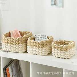 跨境手工棉绳编织收纳篮进门玄关钥匙杂物储物盒饮料零食篮玩具箱