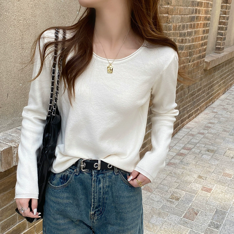 Женская трикотажная кофта на весну-осень 2025: новая модель с круглым вырезом, свободный крой, повседневный стиль, универсальный топ