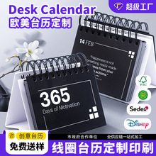 新款台历365日欧美英文可爱创意圆环线圈桌面摆件2025年日历跨境