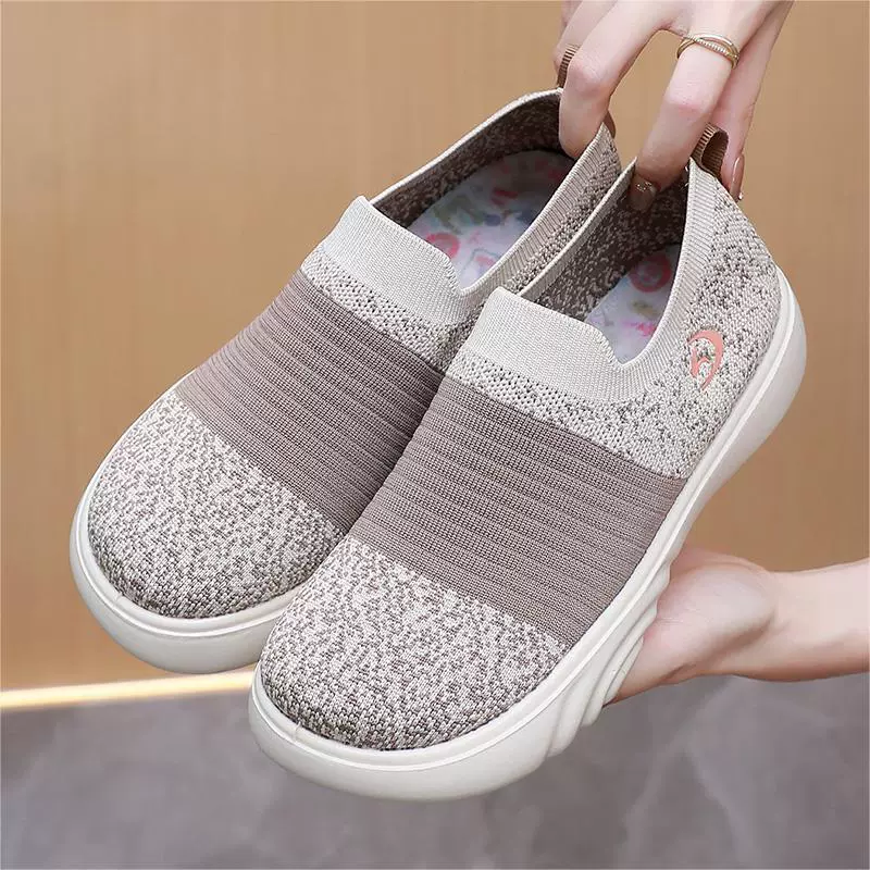 鞋子女新款2025夏款平底套脚妈妈鞋透气网面休闲轻便软底不累脚女