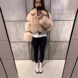 厂家批发冬季新款女式短款仿皮草外套立领保暖时尚人造狐狸毛大衣