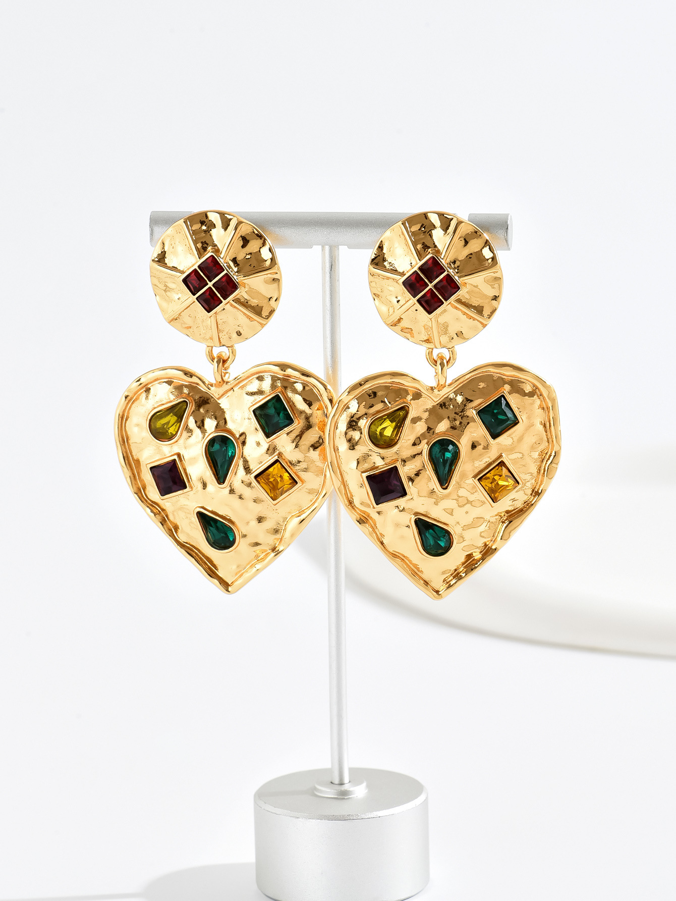 Party, Street Occasion Alloy Material 1 Pair Retro IG Style Geometric Heart Shape Inlay Alloy Rhinestones Drop Earrings