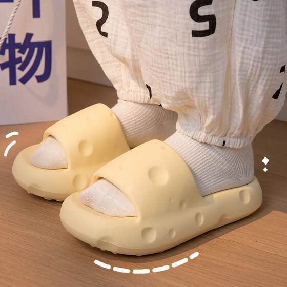 New Style Slippers Women's Outer Wear Slip-on Feeling Summer Bathroom Bathing Home Use Non-Slip Wear-Resistant Cheese Sandals for Couple