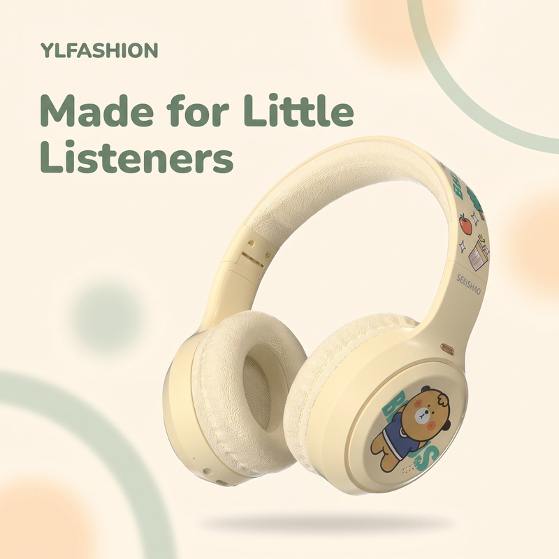 Cross-border cartoon-style over-ear Bluetooth headphones, wireless stereo earphones for children, featuring cute animal designs, specifically for online classes