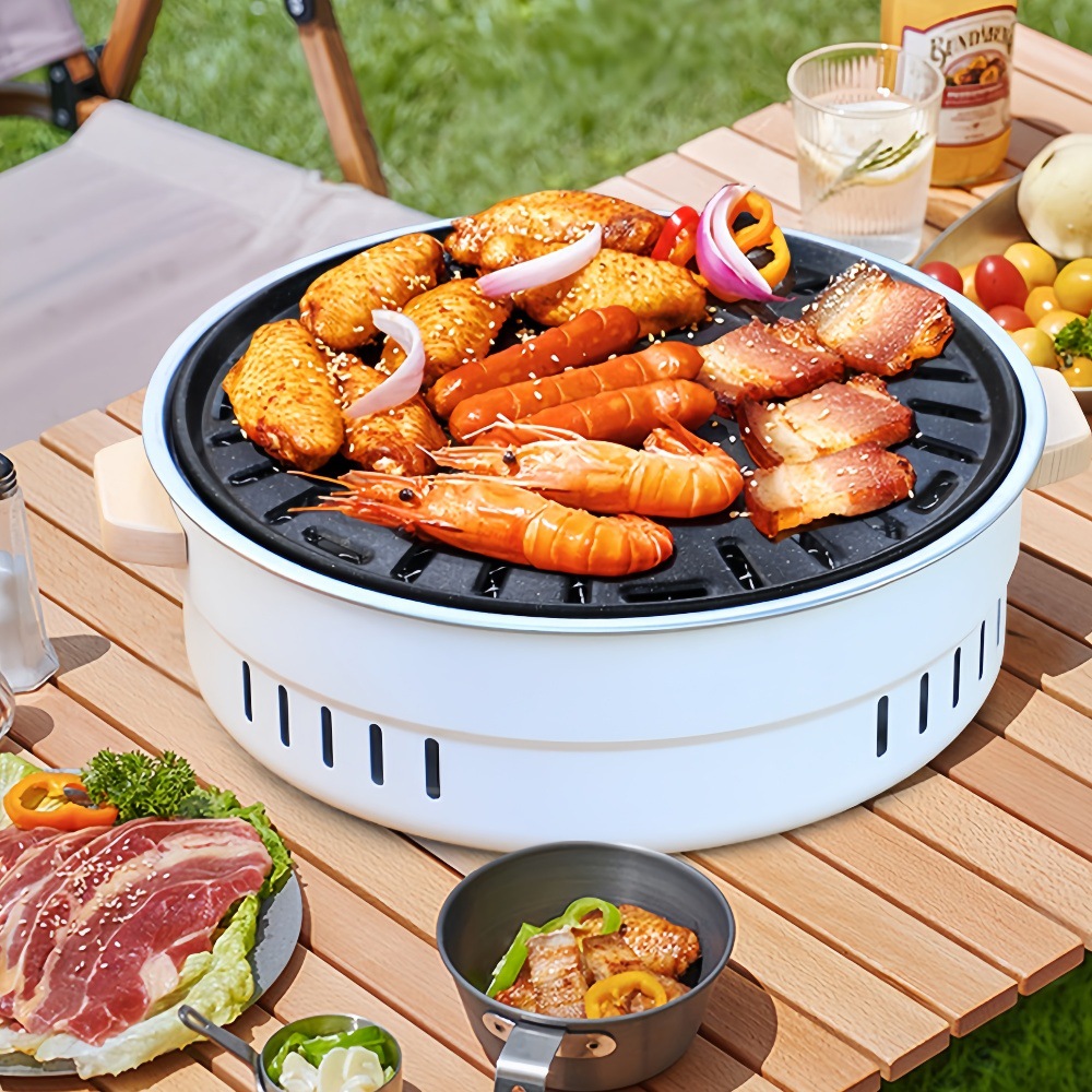 Nuevo horno portátil camping parrilla de té parrilla parrilla patio parrilla redonda parrilla de doble propósito