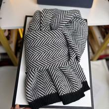 韩版秋冬季人字纹针织毛线围巾女水波纹百搭经典保暖围脖男士礼物