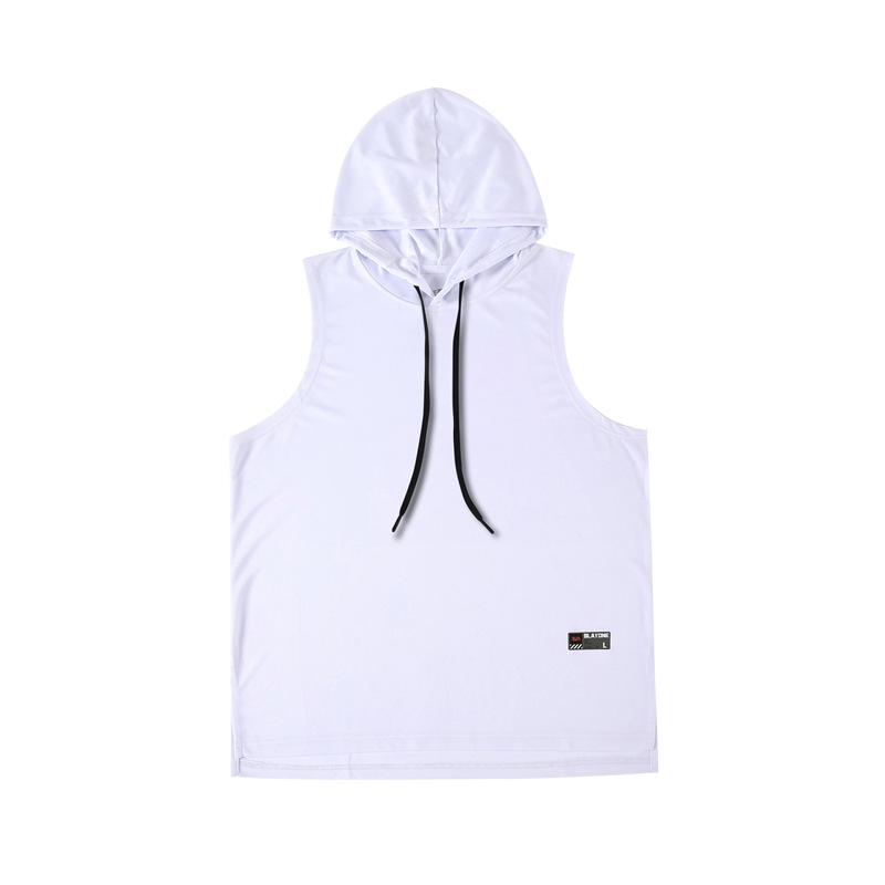 Verano con capucha Chaleco de los hombres al aire libre baloncesto deportes camiseta sin mangas ropa de fitness chaleco suelto camiseta sin mangas de los hombres