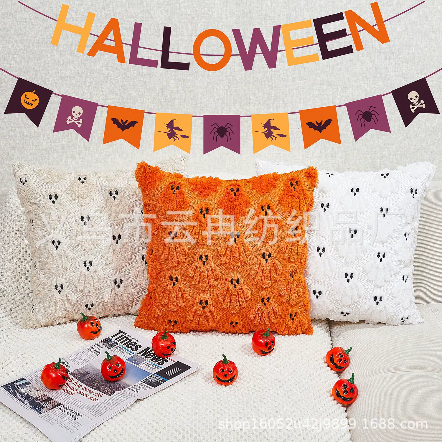2025 Новый чехол для подушки с призраком на Хэллоуин, декор для гостиной, дивана, вечеринки, подушка для спальни, прикроватная подушка, талия