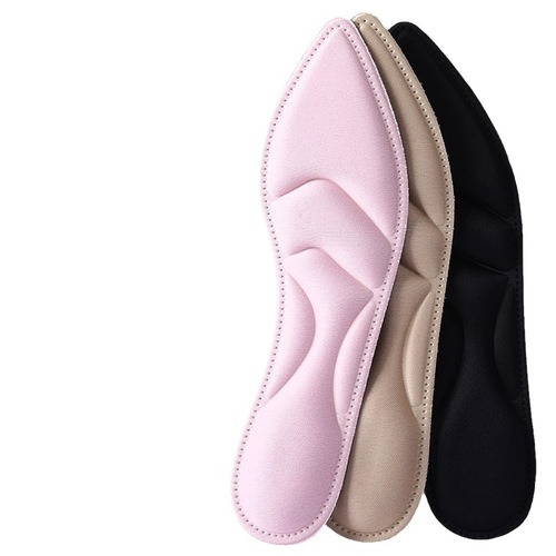 4D high-heeled shoes insoles for women, soft-soled, comfortable, sweat-absorbent, deodorant, breathable, ultra-thin, fully padded, summer non-slip, half size padded leather insoles
