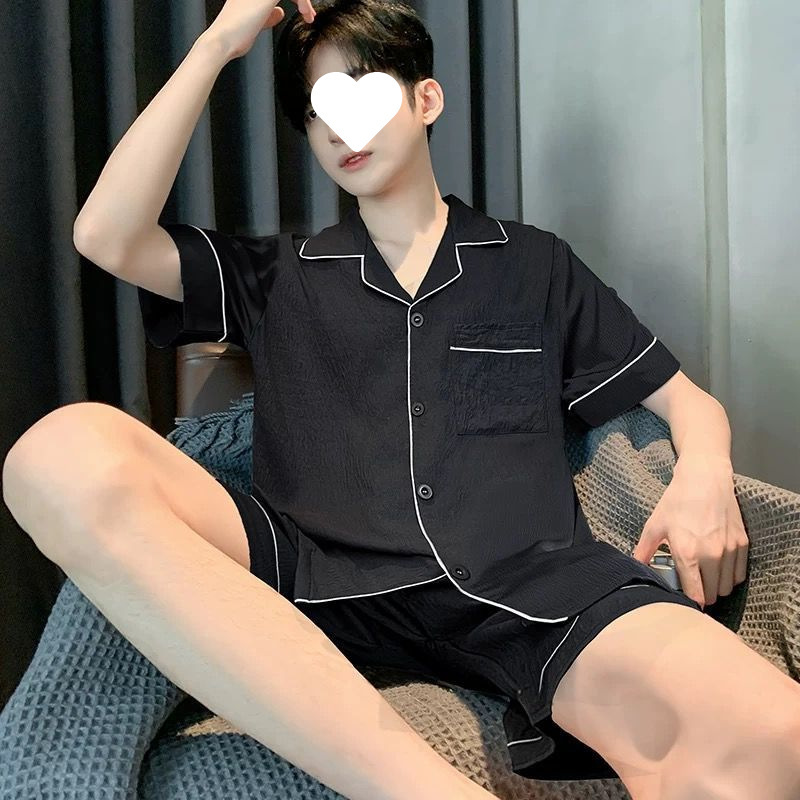 屋外で着用できる男性用パジャマ、夏用半袖ショーツ、クラウドコットンの薄いティーンエイジャーの夏用ホームウェア、メンズスーツ|undefined