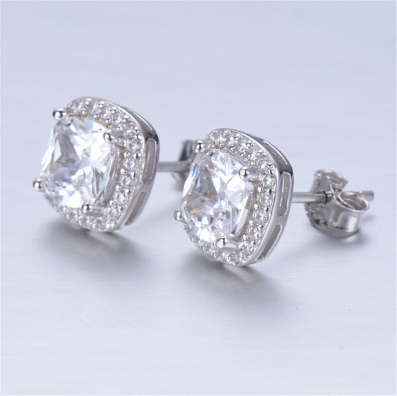 Retro Square Copper Inlay Zircon Ear Studs 1 Pair display picture 5
