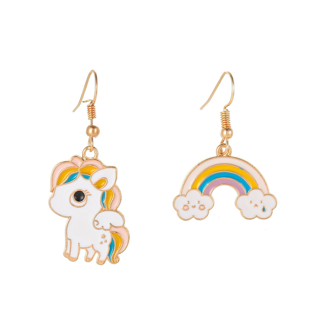 Cartoon Oil Dripping Animal Fruit Earrings Creative Geometric Wine Bottle Rainbow Earrings display picture 23