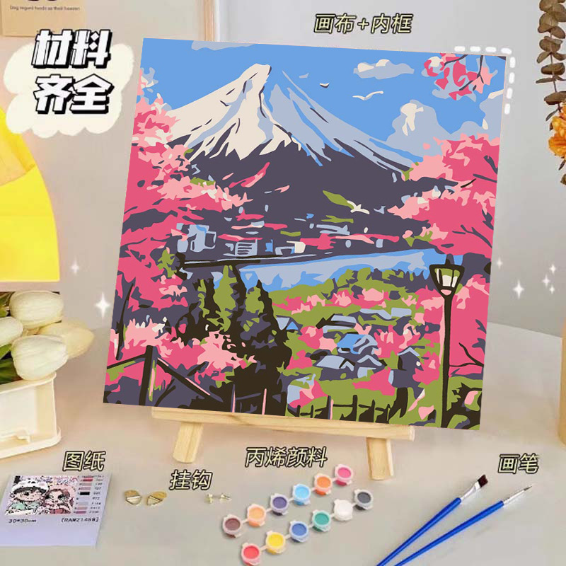 Pintura al óleo digital de bricolaje, dibujos animados para niños, pinturas para colorear hechas a mano, lindos puestos de animación curativos, comercio exterior transfronterizo