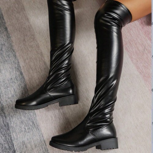 New style over-the-knee women's European and American round-head fashion boots, large size long knight boots, platform sole shoes
