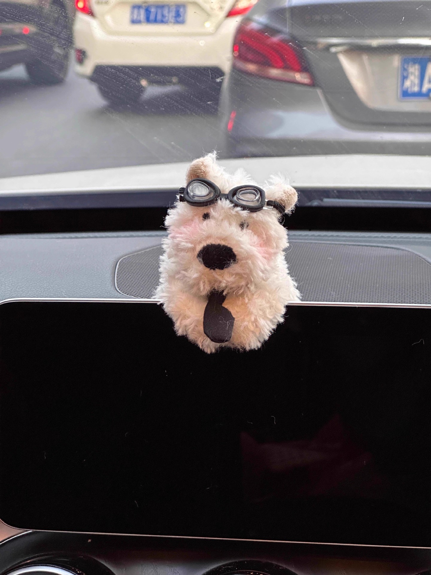 West Highland Car Screen Ornament, Doodle-Style Puppy Car Dashboard Screen Decoration, Car Interior Accessory, Christmas Gift
