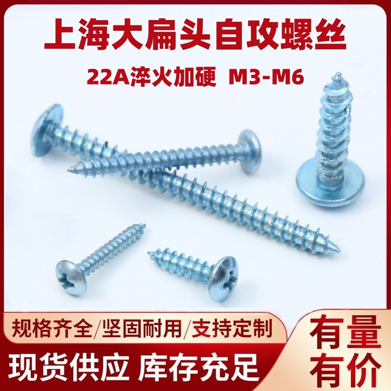 上海高强度大扁头自攻螺丝现货供应蓝白锌加硬十字伞头自攻螺钉M4