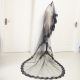 Noble and Elegant Bride Black Veil Halloween COS Photo Shape Black Embroidered Lace 1.5 /3 m Head