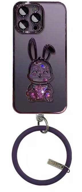 Glitter Quicksand conejo iphone15 electrochapado caja del teléfono para Apple 13pro para Apple 12/11 estéreo suave 14