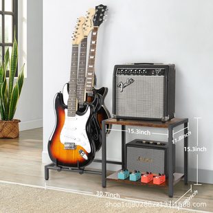 Cross-Border Wrought Iron Three-Piece Floor Stand with Speaker Support, Adjustable Guitar Stand, Instrument and Accessories Display