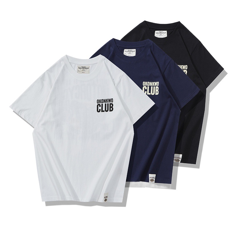 SS nueva motocicleta letra impresa camiseta 200g jóvenes hombres retro manga corta Camiseta cuello redondo