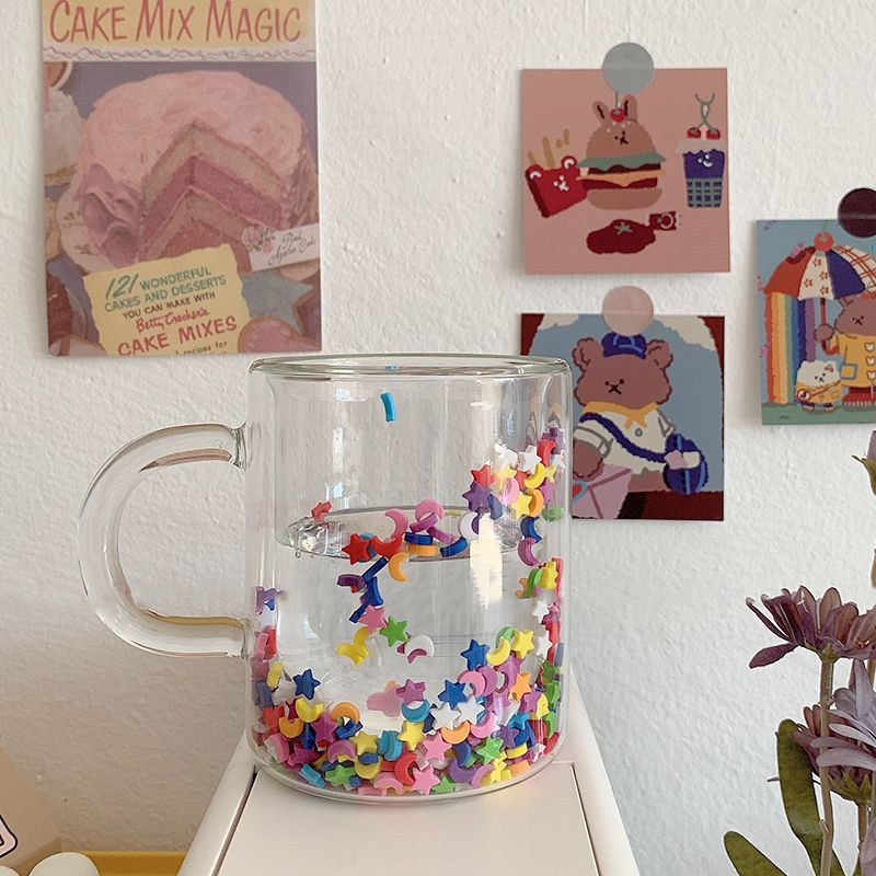 Double Glass Water Cup With Star And Moon Design For Children_voghion.com