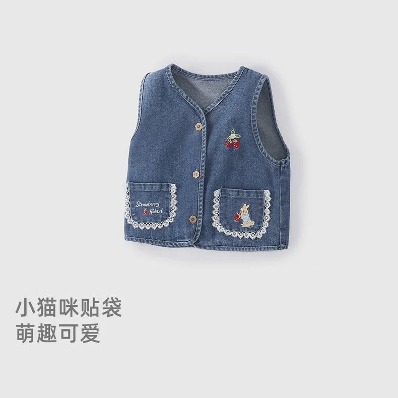 韩版女童牛仔马甲春秋新款宝宝秋装中小童坎肩儿童秋季百搭背心潮